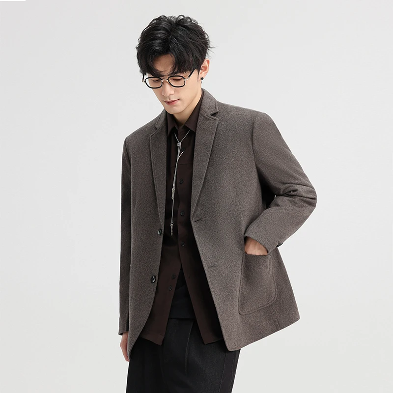 

Stylish Men's Wool Blend Blazers Soft Warm Quilted Suit Black Camel Jackets Winter Autumn Essential Attire Simple Style Menswear