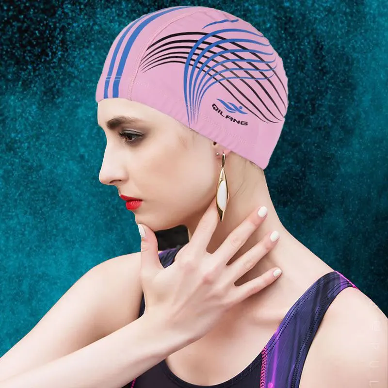 Waterproof High Elastic Swim Caps with Protective Layer Swim