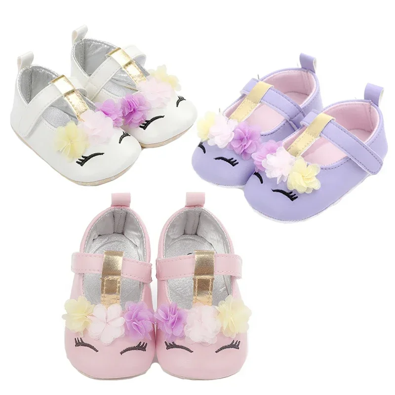 New Toddler Baby Girls Unicorn Shoes PU Leather Shoes Soft Sole Crib Shoes Spring Autumn First walkers 0-18 Months