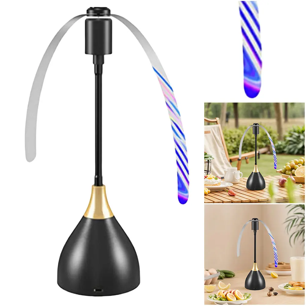 Fly Fans for Tables with Holographic Blades Fly Spinner Portable Outdoor Picnic Fan Bug Fan for Picnic Restaurant Party Home BBQ