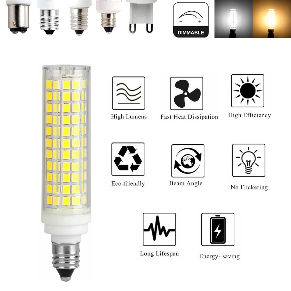 

Dimmable LED Bulbs 15W 136LEDs G9 Mini Bulb 110V 220V Cool Warm White 2835 Smd For Home Nan Lights Decoration 360 Degree