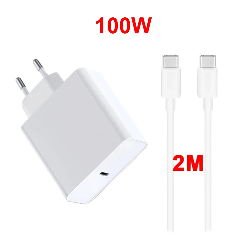 

100W 65W GaN USB C Power Adapter USB-C Charger for Macbook Pro Lenovo DELL HP Xiaomi Tablet Charger for Huawei Laptop 2M Cable