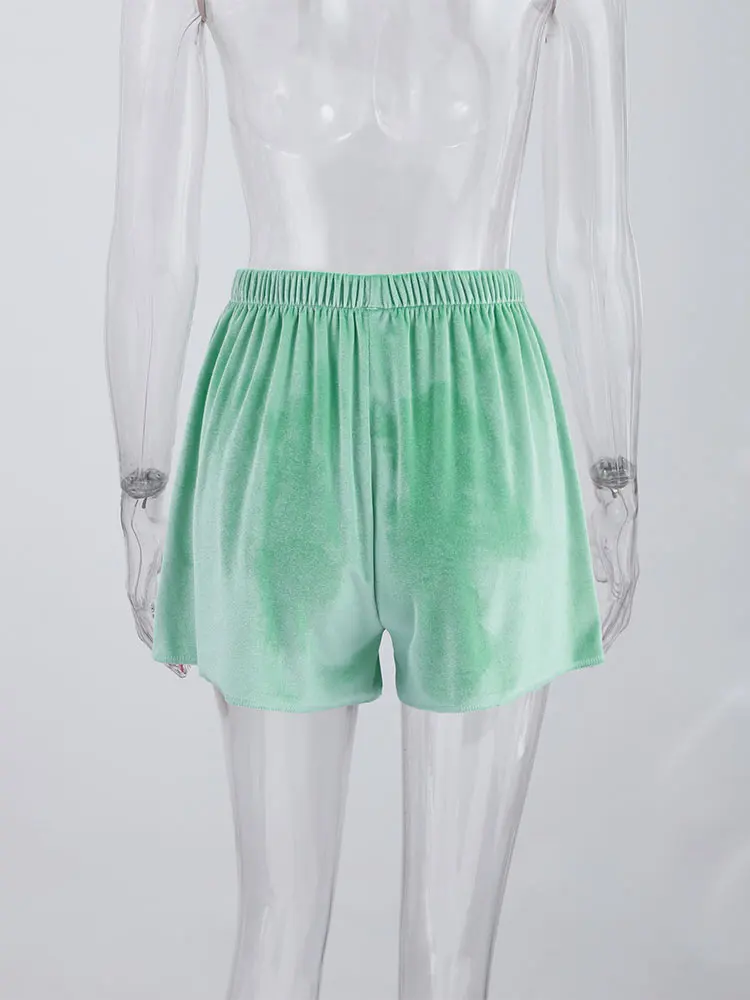 Women's Shorts Velvet Patchwork Lace See Hollow Out Irregular Hem Loose Shorts Charming Female Elastic High Waist Loungewear New