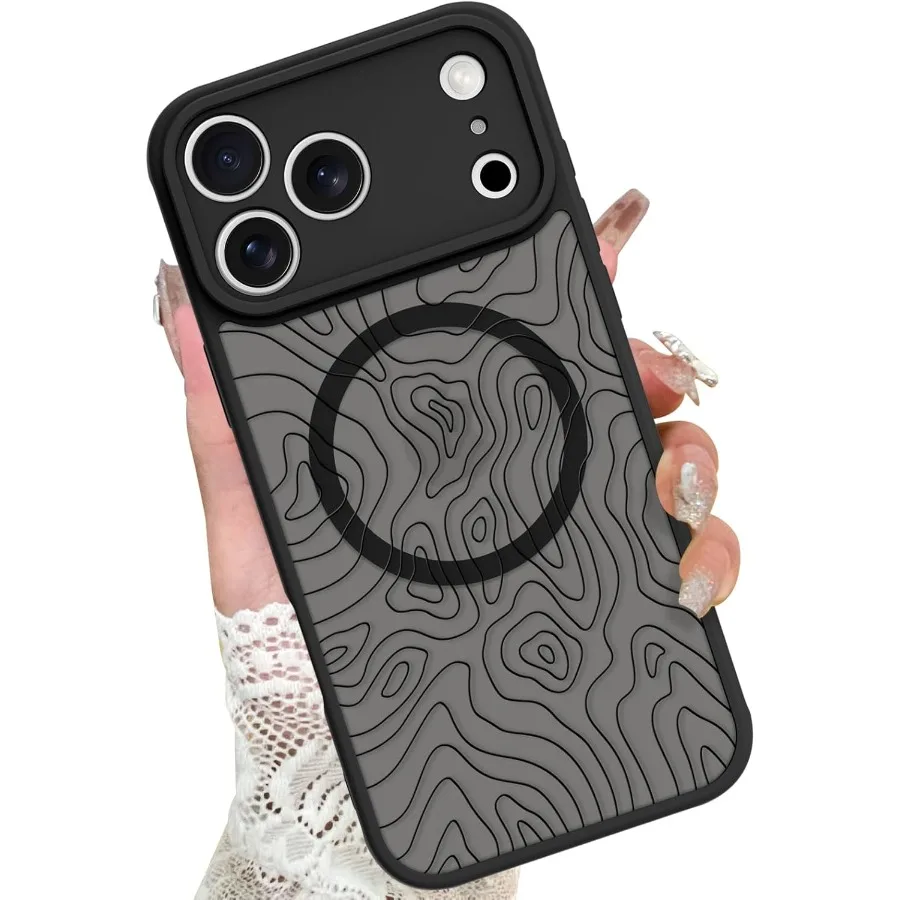 

Чехол, совместимый с iPhone 17 Pro, черный леопардовый дизайн, с текстурой шин, нескользящий и противоударный, прочный, защитный, магнитный, из ТПУ