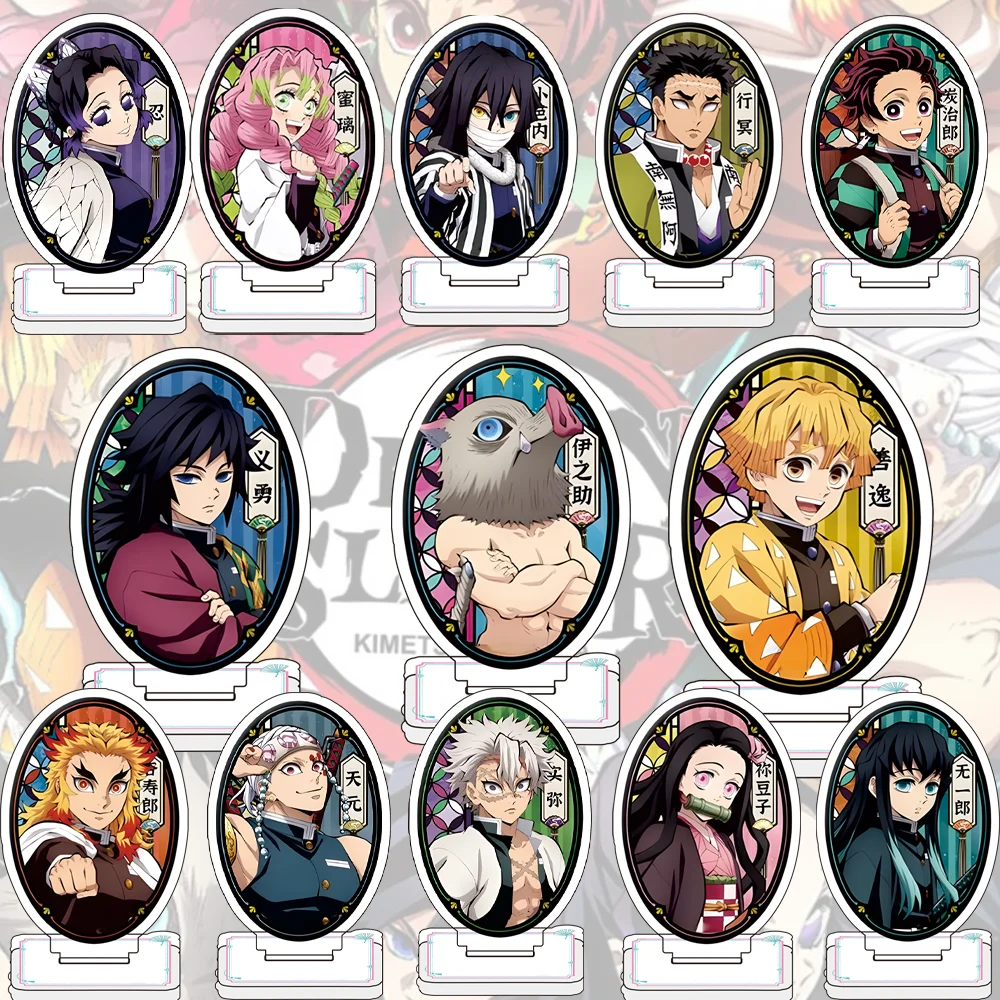 Anime Demon Slayer versión Q 8cm figura acrílica soporte modelo Nezuko Tanjirou Shinobu Giyuu Muichirou regalo de decoración de escritorio