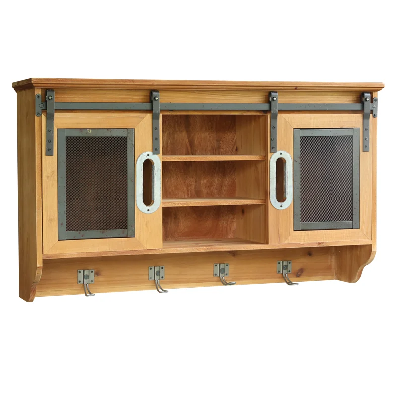 

American industrial style wall decoration locker dining room bathroom living room hallway barn door wall cabinet rack