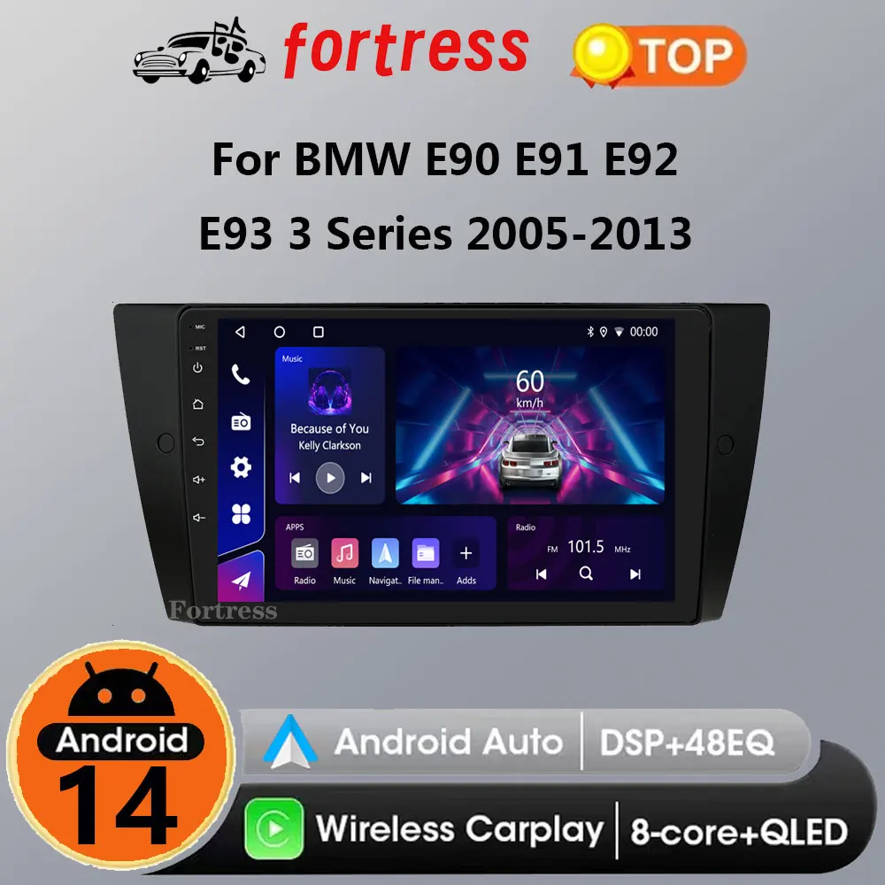 

4G Android Auto Car radio For BMW 3 Series E90 E91 E92 E93 2006-2012 Carplay Multimedia Video Player GPS navi 7862 QLED Screen