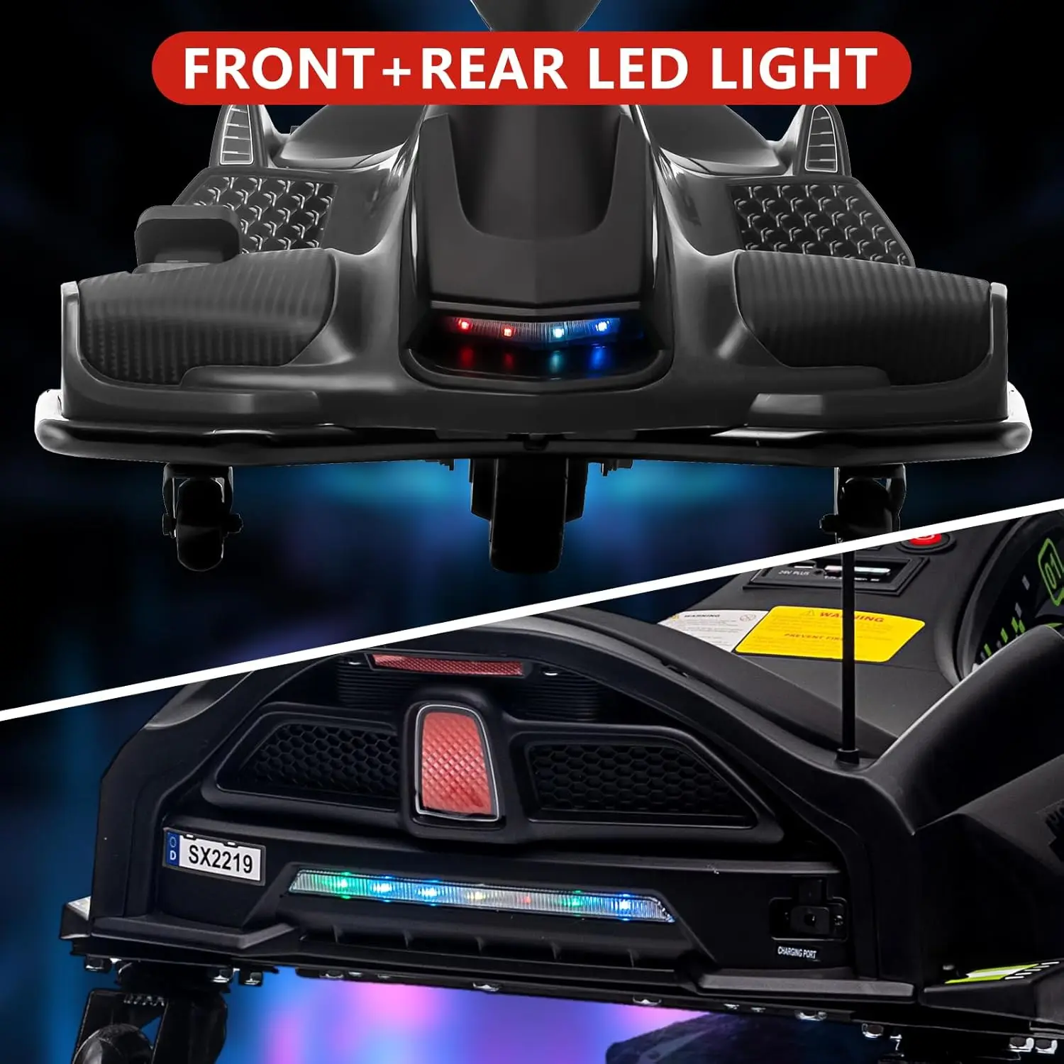 كارت ركوب 12 فولت مع محرك هادئ بدون فرش 45 وات 5 ميل في الساعة، لعبة ركوب الخيل الكهربائية الانجراف كارت الذهاب تعمل بالبطارية في الهواء الطلق للمراهقين