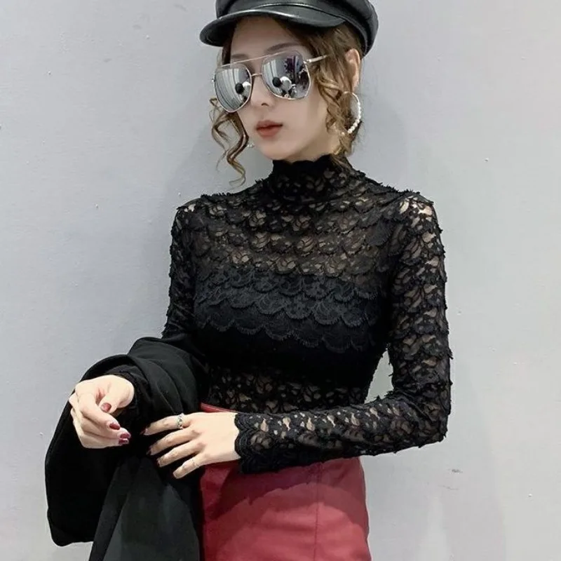 Girls Kawaii Mesh See Through T Shirts for Women Tops Ladies Sexy Clothing Female Fashion Streetwear Aesthetic Lace Clothes1174