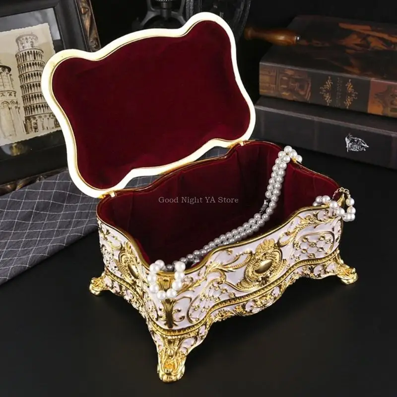 

Rose Themed Jewelry Box Stylish Necklace Organizers Vintage Jewelry Holder Suitable for Home Decors and Daily Use