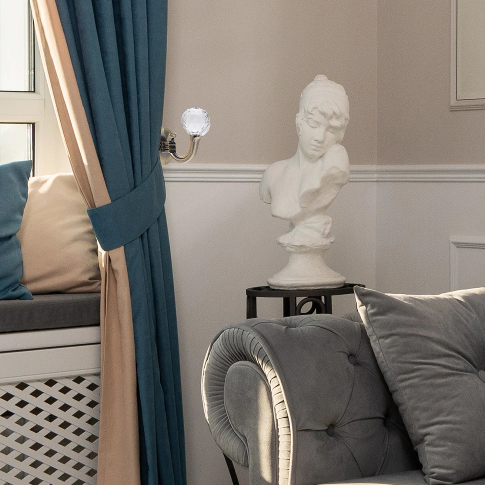 2 قطعة خطاف ستارة كريستال سبائك الزنك التصميم الإبداعي غير قابل للصدأ ديكور المنزل للحمام حوض غرفة خلع الملابس الستار المنزلية #3