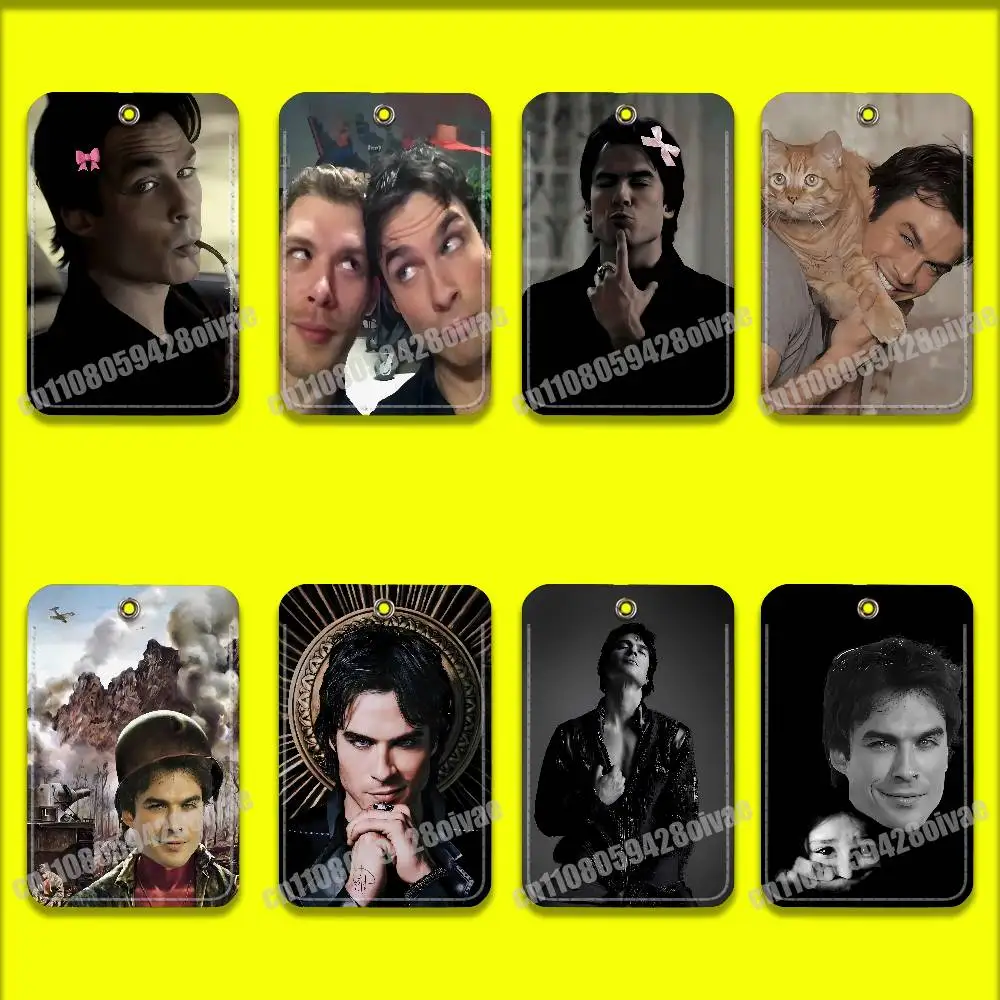 

Actor D-Damon Salvatore For ID Clips Credit Bank Campus Card Holder Cover Decoration PU Leather Keychain