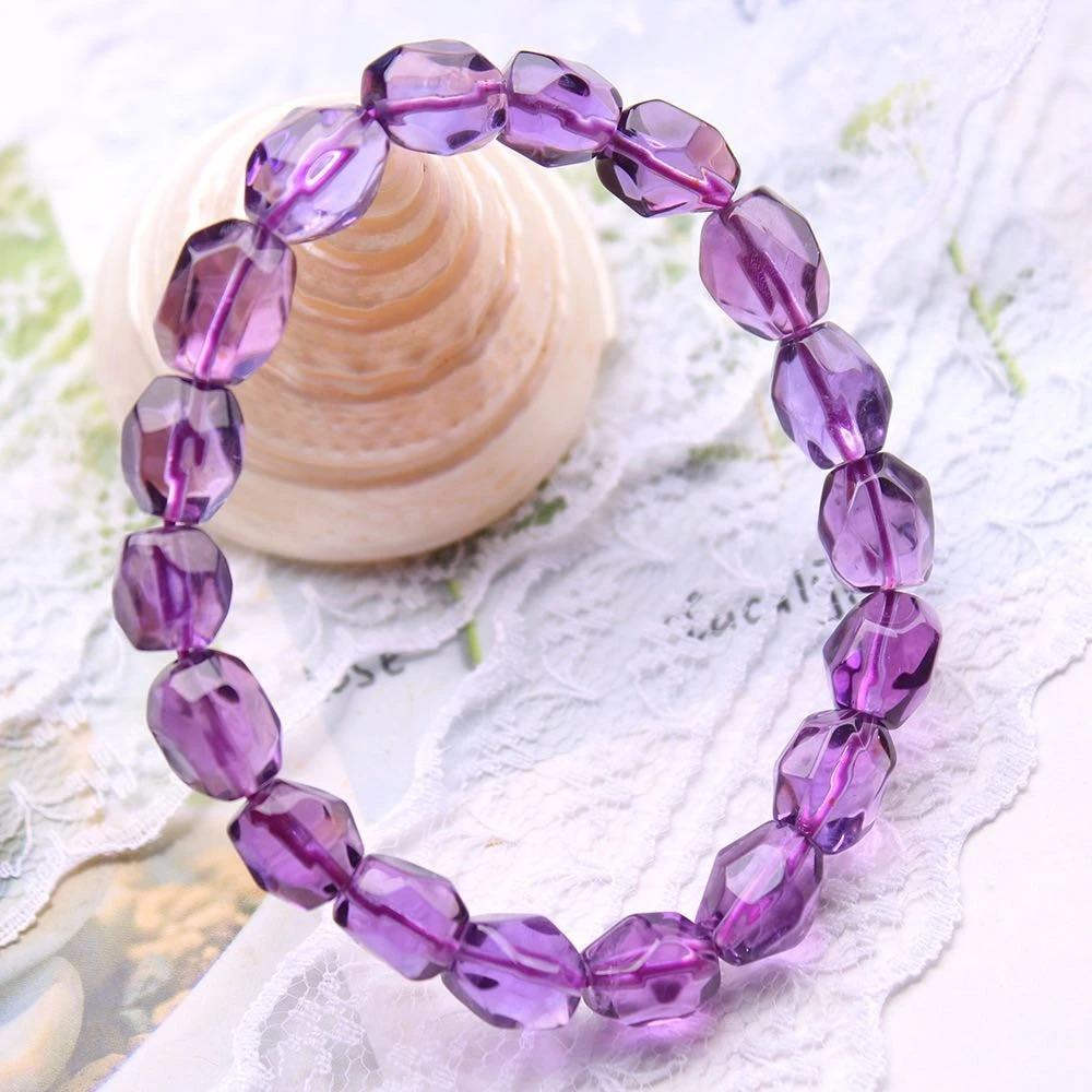 Natural Lavender Purple Amethyst Quartz Bracelet Clear Barrel 11x8mm Crystal Amethyst Cut Beads Women Men Jewelry AAAAA