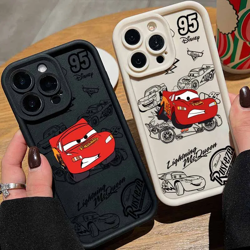 Saetta McQueen 95 Auto Per Samsung Galaxy S25 S24 S23 S22 S21 S20 FE Nota 20 Ultra Plus Copertura Del Silicone Scaletta degli occhi Cassa Del Telefono