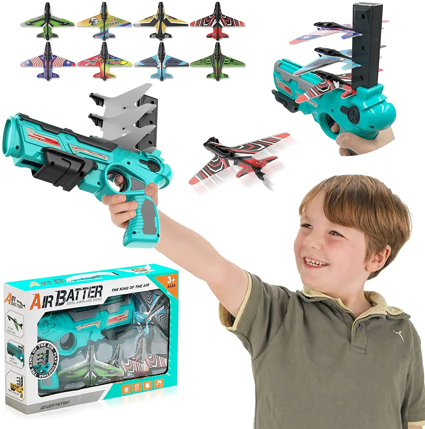 ZK30 Airplane Launcher Bubble Catapult Plane Toy Catapult Gun Ejection Foam Airplane Shooting Game Toys Outdoor Sport Toys