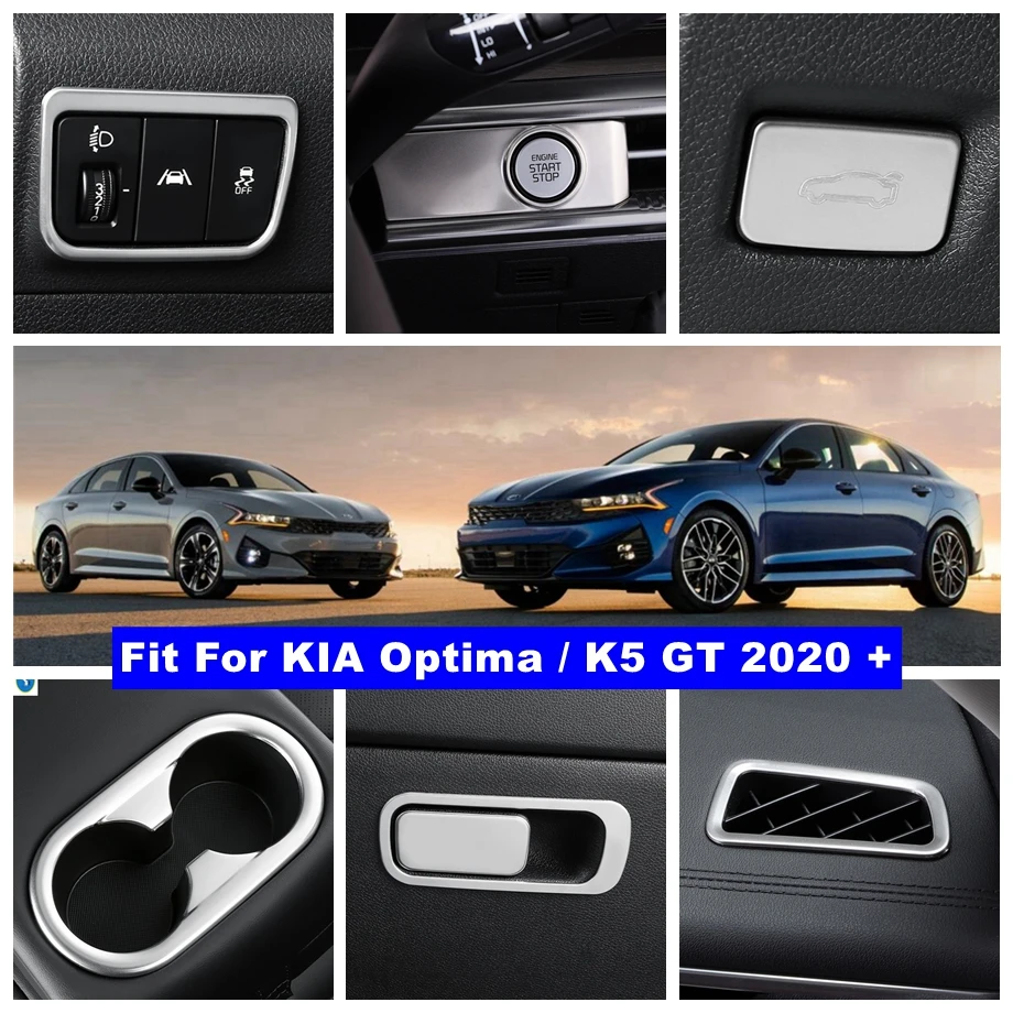 

Car Lights Control / Water Cup Holder / Start Stop Engine Push Panel Accessories Cover Trim For KIA Optima K5 GT 2020 2021 2022