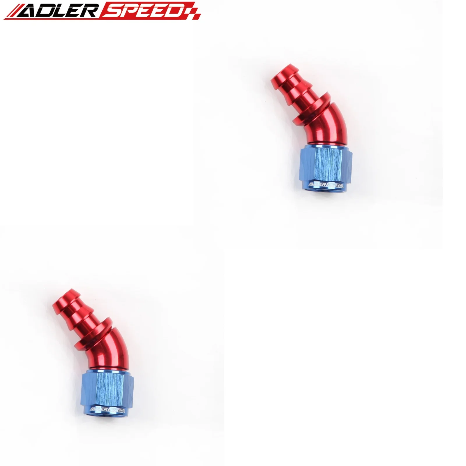 2PCS Universal 45/90Degre AN8 8AN AN10 10AN Full Flow Oil Fuel Hose Fitting Push-Lock Push On Hose End Aluminum