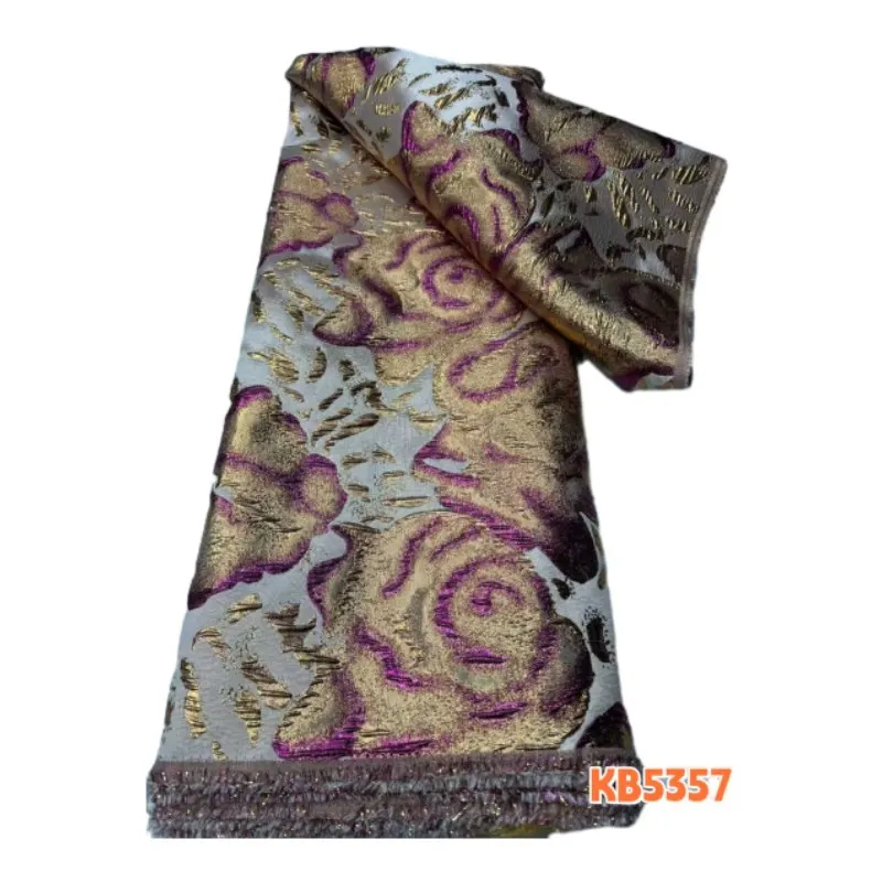 Luxury Garment Fabrics Organza African Lace Fabrics 2026 Brown Damask Cloth Brocade Bridal Lace Fabric For Wedding Dress KB5357 view 4