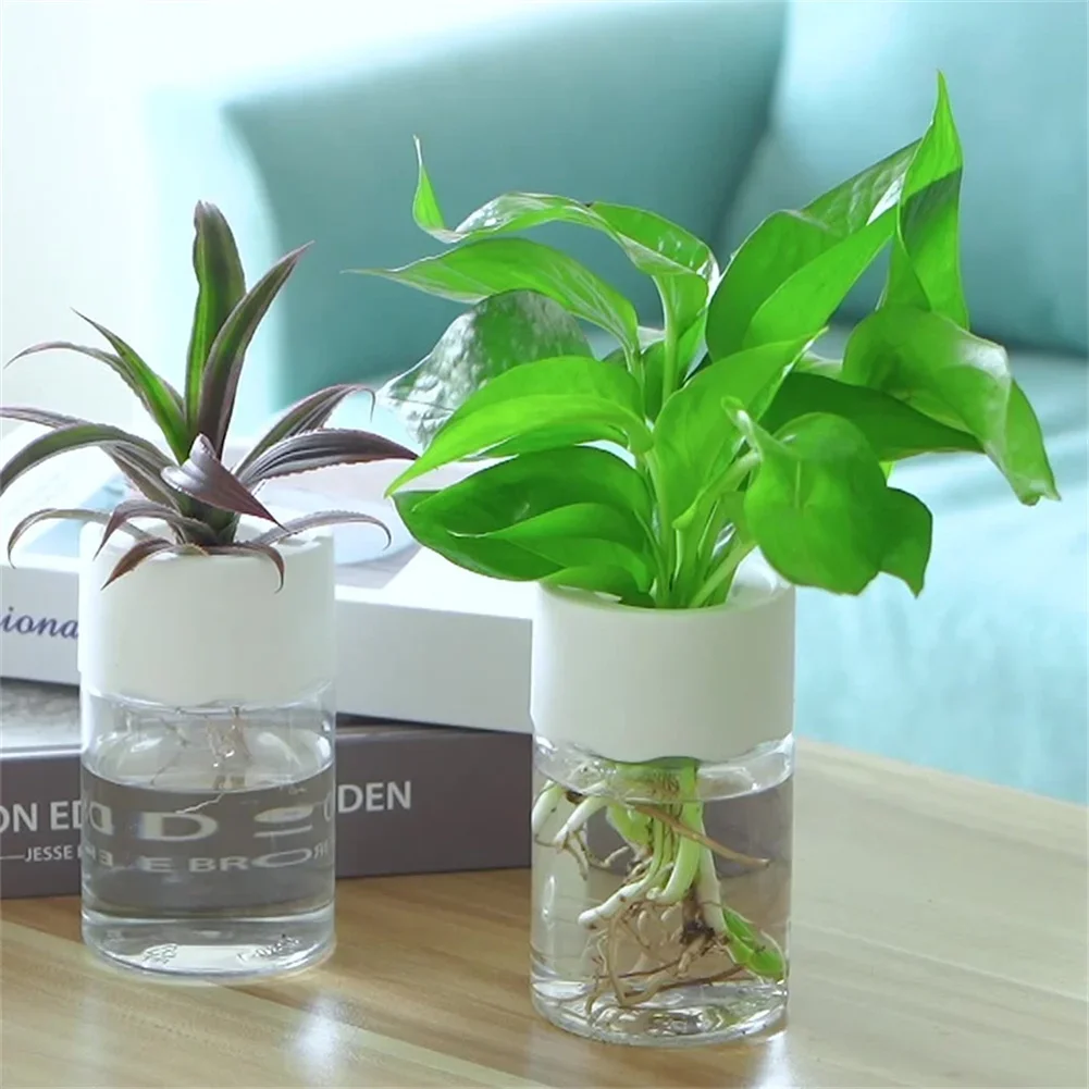 Hydroponic Flower Pot Transparent Water Planting Vase Container Plastic Tabletop Plants Bonsai Home Desk Officer Decor