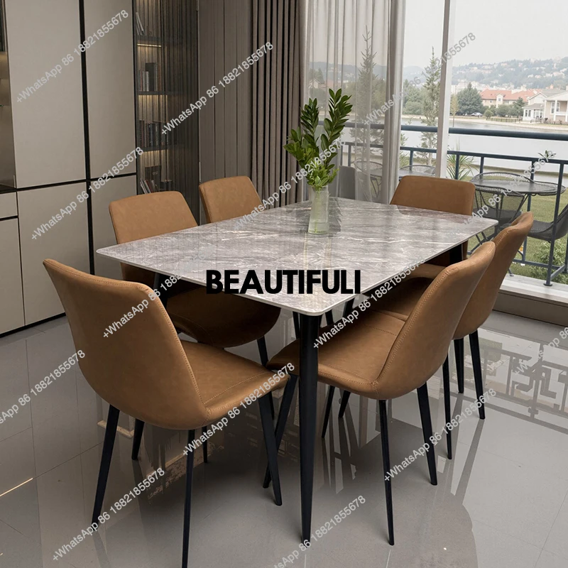 

High Legs Design Dining Tables Square Black Cheap Modern Wooden Dining Tables Luxury Space Saving Mesa Comedor Home Furniture