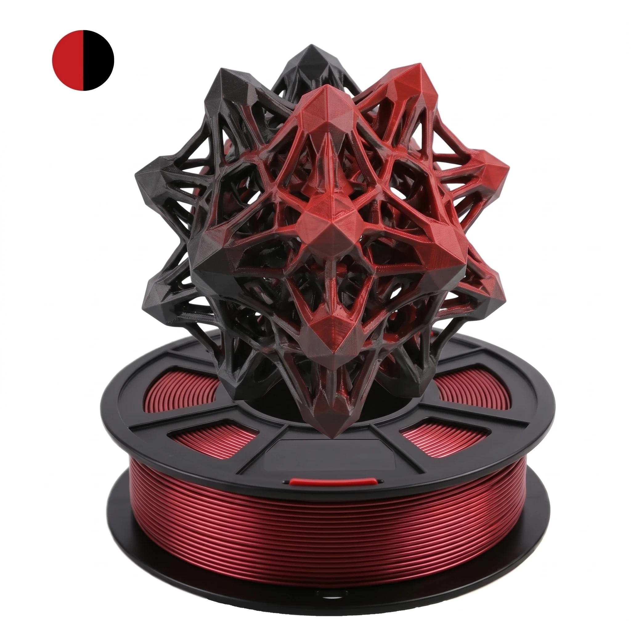 Silk PLA Filament 1.75mm, 3D Printer Filament Dual Color Coextrusion Filament PLA, 250g, Silk Black Red