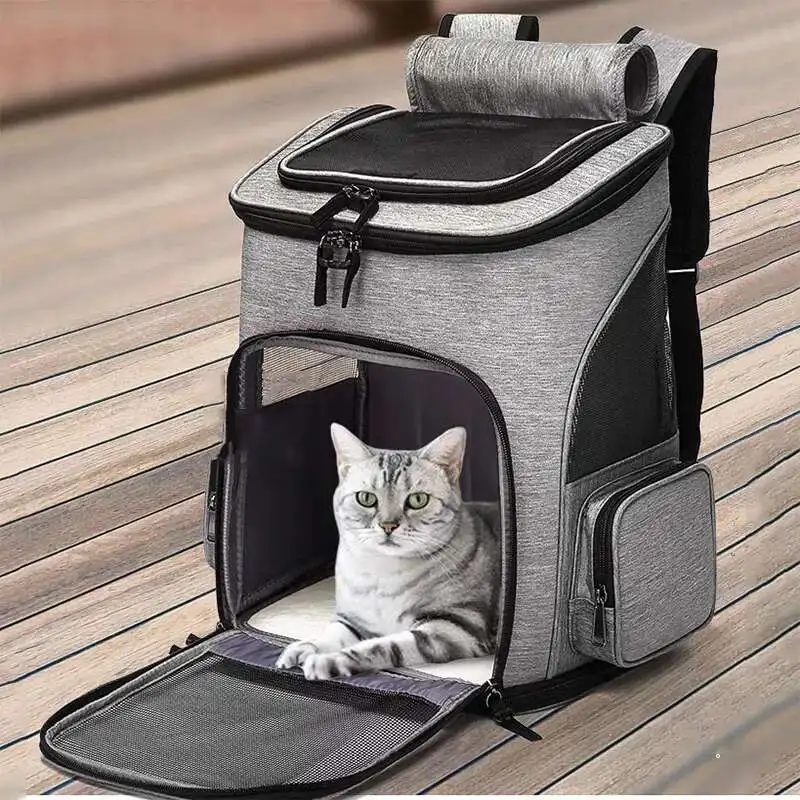 

Pet Cat Breathable Backpack Foldable Pet Strap Transport Travel Bag Expandable Large Capacity Cat and Dog Creativity
