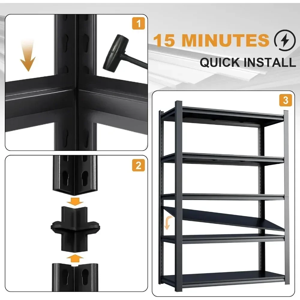 Estantería de garaje resistente, estante de almacenamiento ajustable con estantería de metal de 5 niveles, estantes organizadores de almacenamiento de utilidad de metal