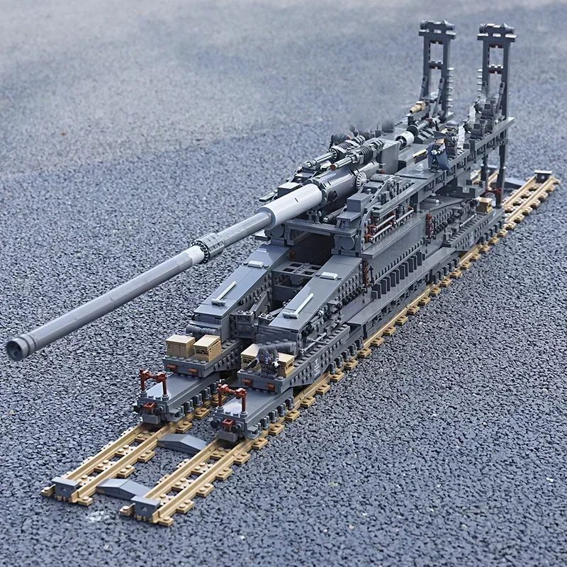 3846pcs WW2 German Gustav Model Heavy Building Blocks Dora Tank Train Cannon
