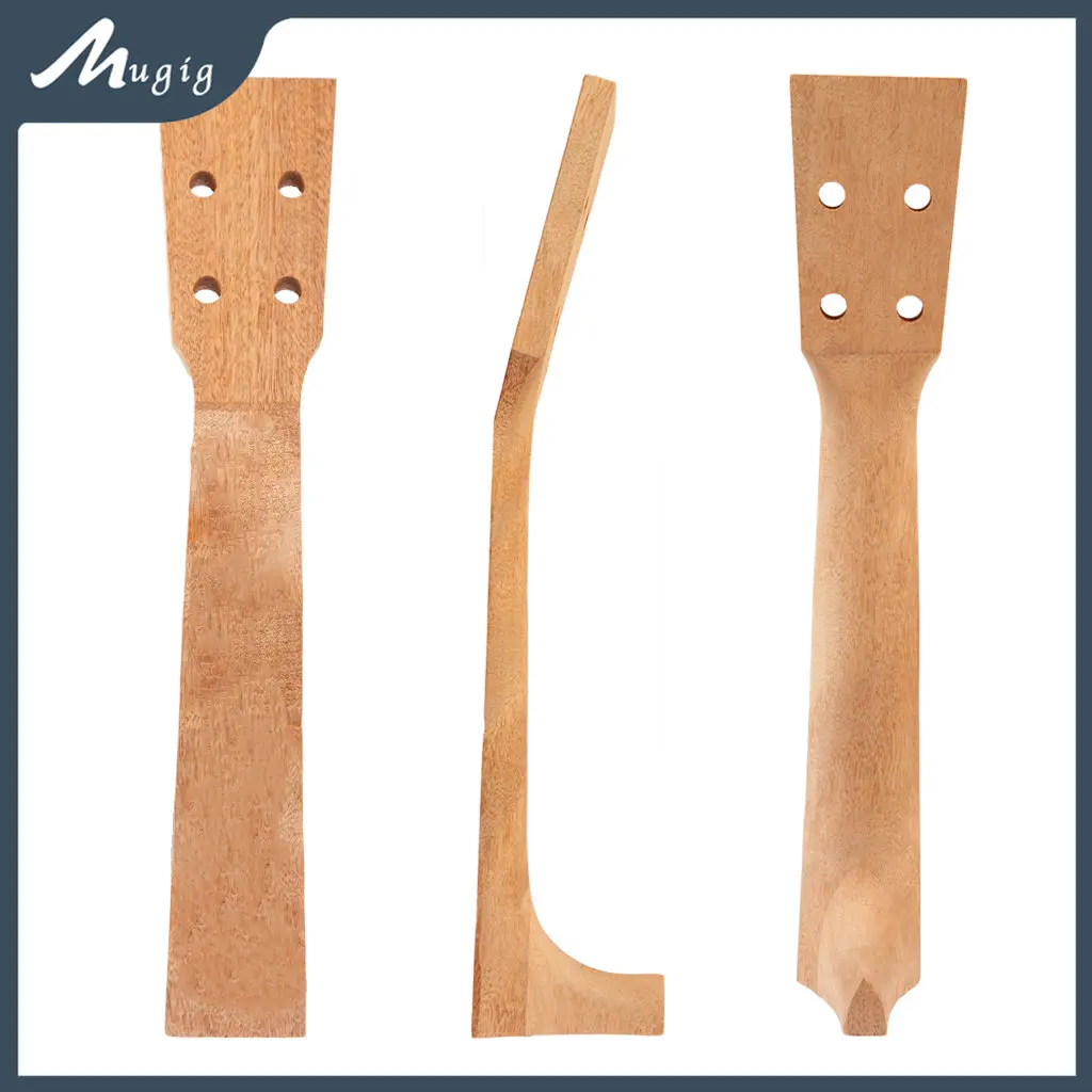 Mugig Okoume Neck For Ukulele Luthier DIY Part 23 Inch Concert Ukulele Neck Sparepart DIY Supplies Peg Holes