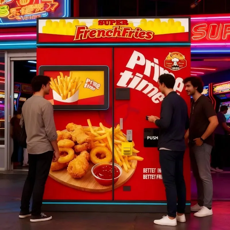 High Quality 24-Hour Automatic Multi-Payment French Fries Fried Fish Ball Onion Ring Potato Fries Vending Machine Customized