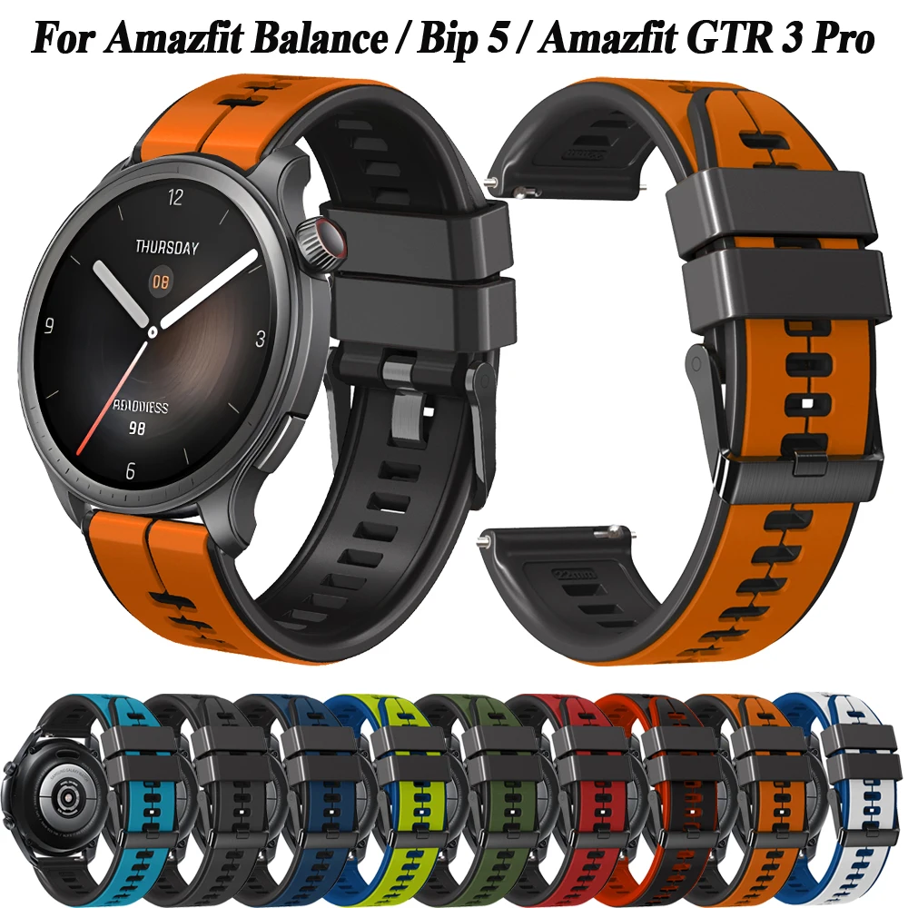 22mm Silicone Band For Huami Amazfit Balance Smartwatch Strap for Amazfit GTR 4/3/3 pro/2e/2 GTR 47mm Easyfit Watchband Bracelet