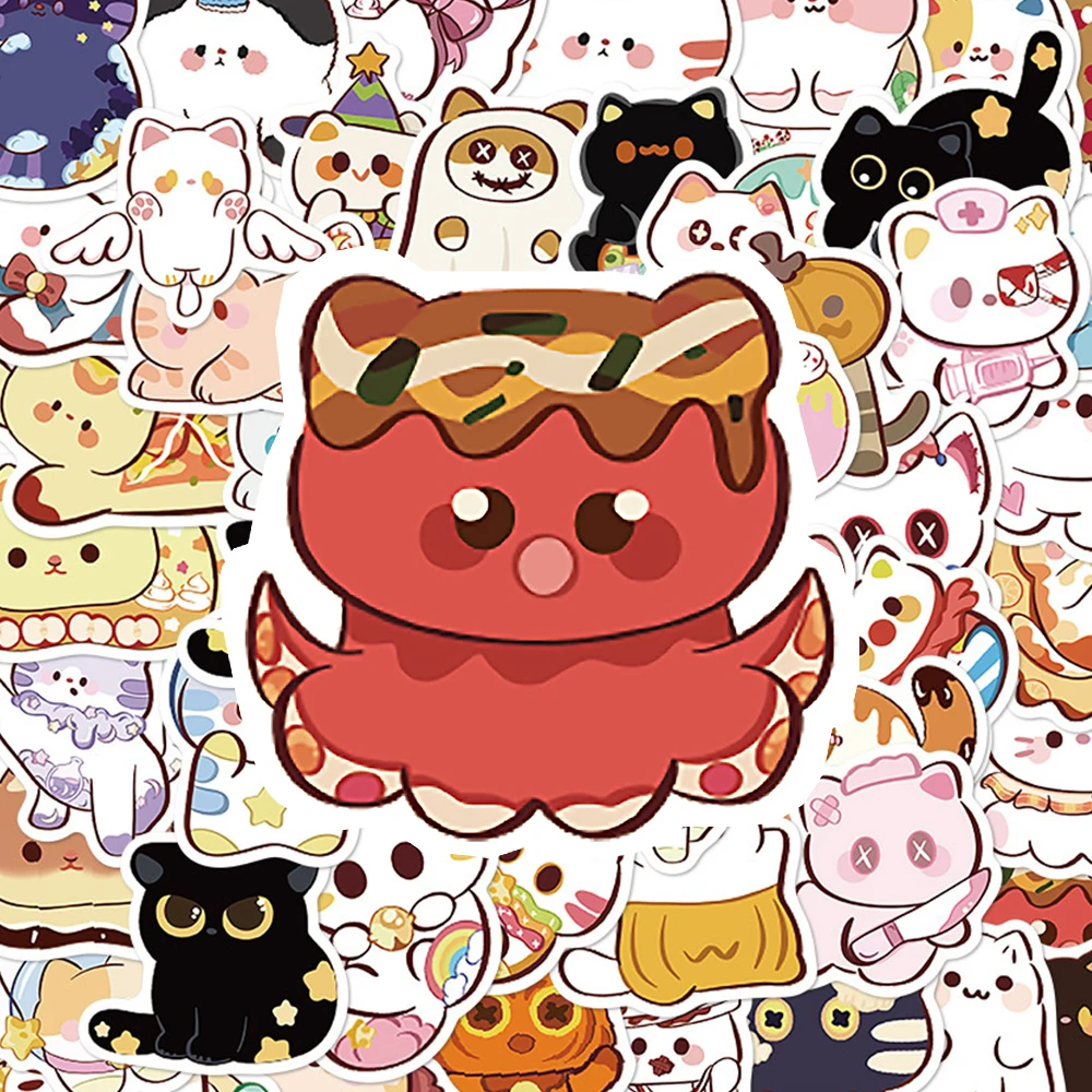 

10/30/50pcs Creative Cartoon Cute Cats Stickers Funny Decoration Toy Decals DIY Skateboard Luggage Phone Waterproof Sticker Gift