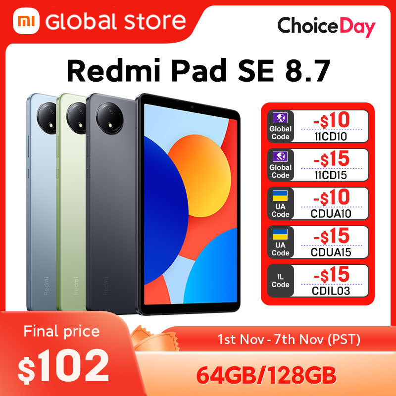  Global Version Xiaomi Redmi Pad SE 8.7 LCD 6650mAh Battery 8MP Camera 90Hz MediaTek Helio G85 octa-core CPU 18W fast charging 