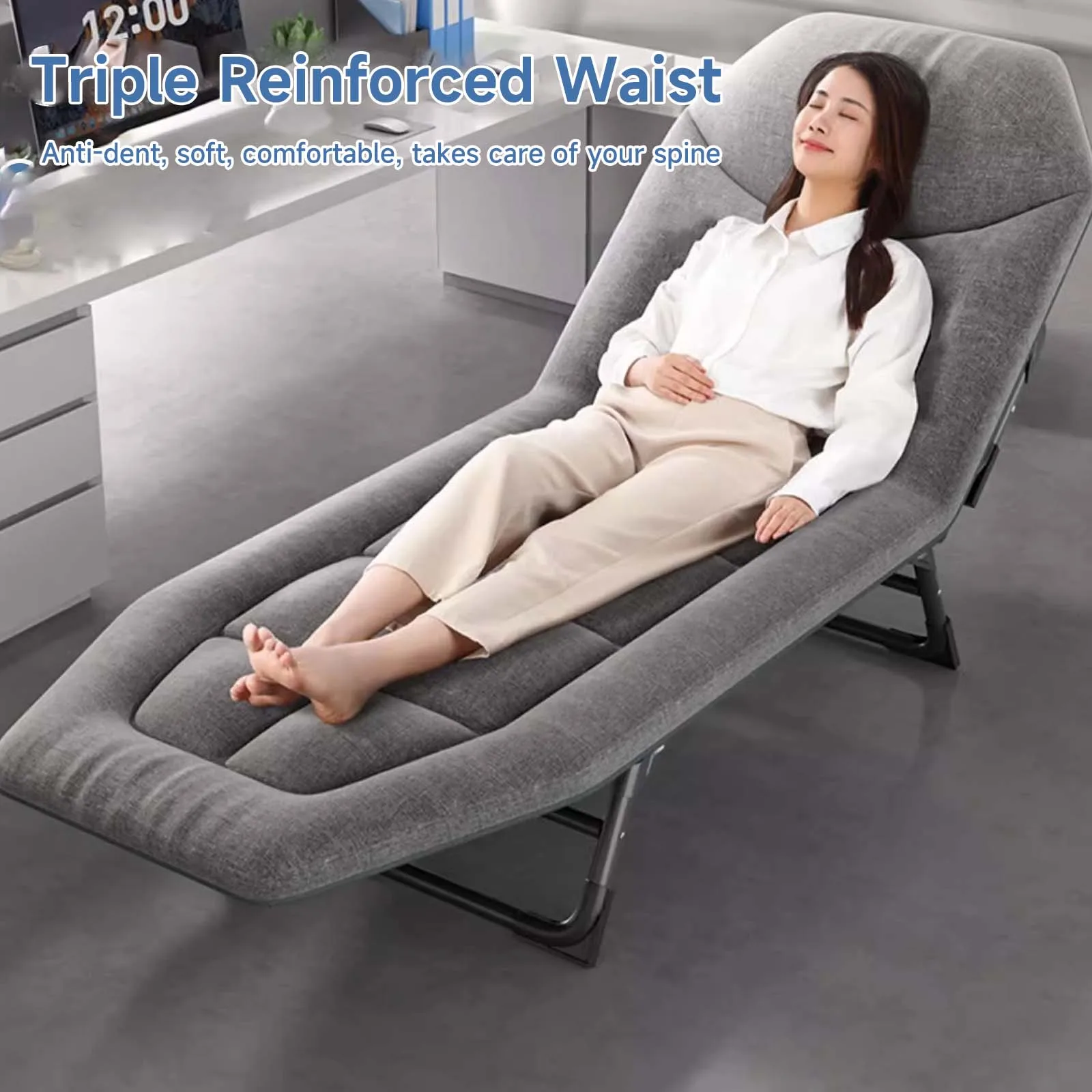 سرير قابل للطي مقاس 200 × 66 سم، سرير تخييم محمول خفيف الوزن مع وسادة للمشي لمسافات طويلة في الهواء الطلق وحقيبة الظهر والسفر #6