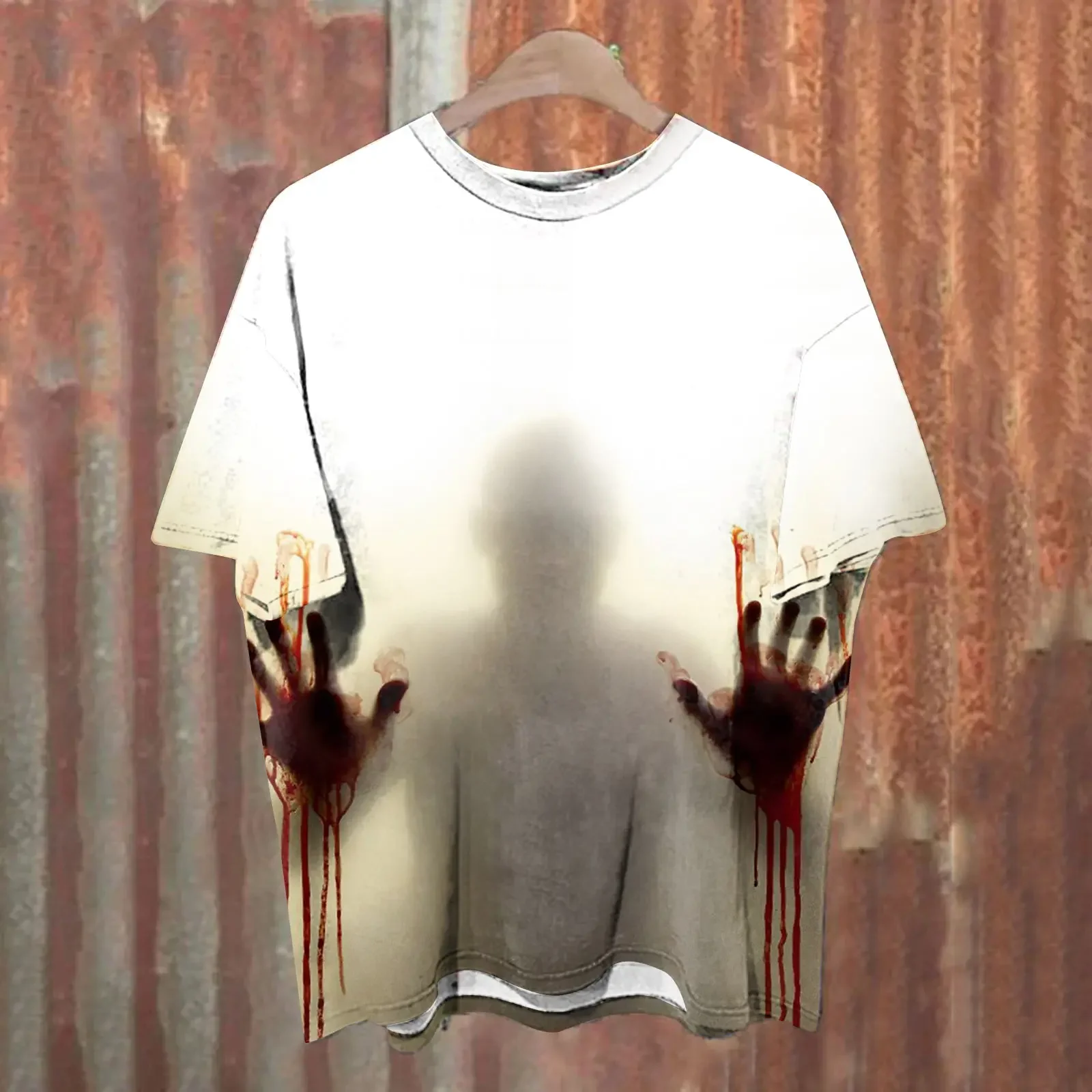 Kaos grafis mengerikan pesta Halloween Fashion untuk pria musim panas kasual 3D atasan kaus lengan pendek leher bulat Jalan