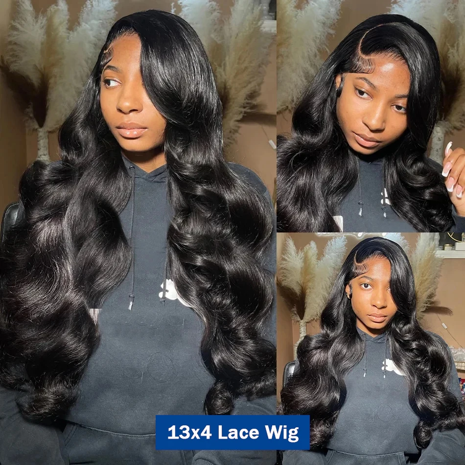 Perruque Lace Front Wig Body Wave Brésilienne Naturelle, Cheveux Humains, 13x4, 13x6, Densité 200%, pour Femme