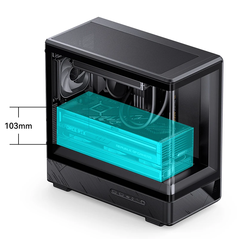 جونسبو D200 MATX حافظة سطح المكتب شاشة عرض رقمية زجاج منحني عرض البحر غرفة كمبيوتر ألعاب دعم 240 تبريد المياه #5