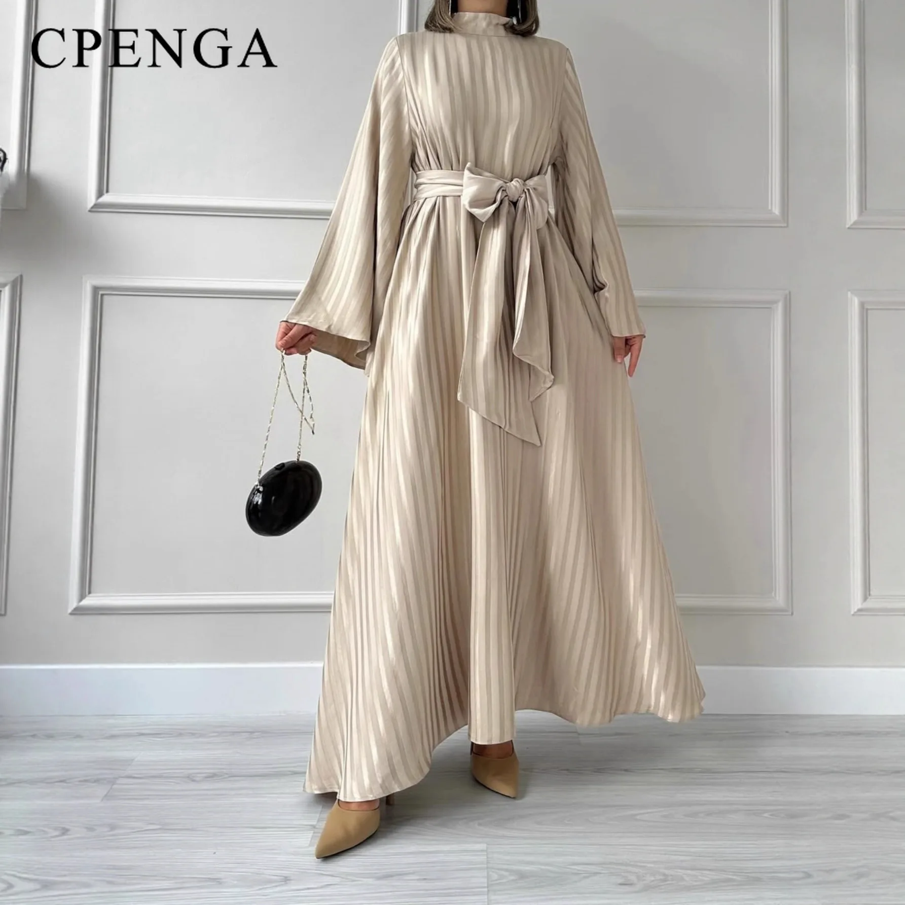 فستان إسلامي متواضع أنيق للنساء بأكمام واسعة عباية عادية مثالية لمجموعة رمضان والعطلات الإسلامية والسفر في دبي 2025 #2