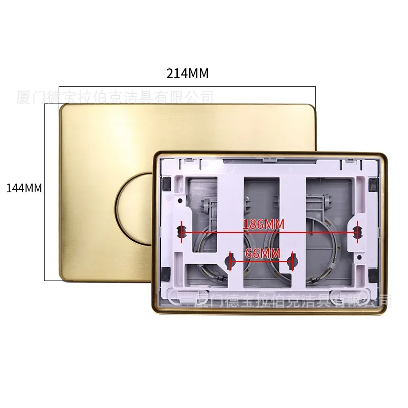 Stainless steel brushed round panel hidden wall-mounted toilet water outlet metal double button