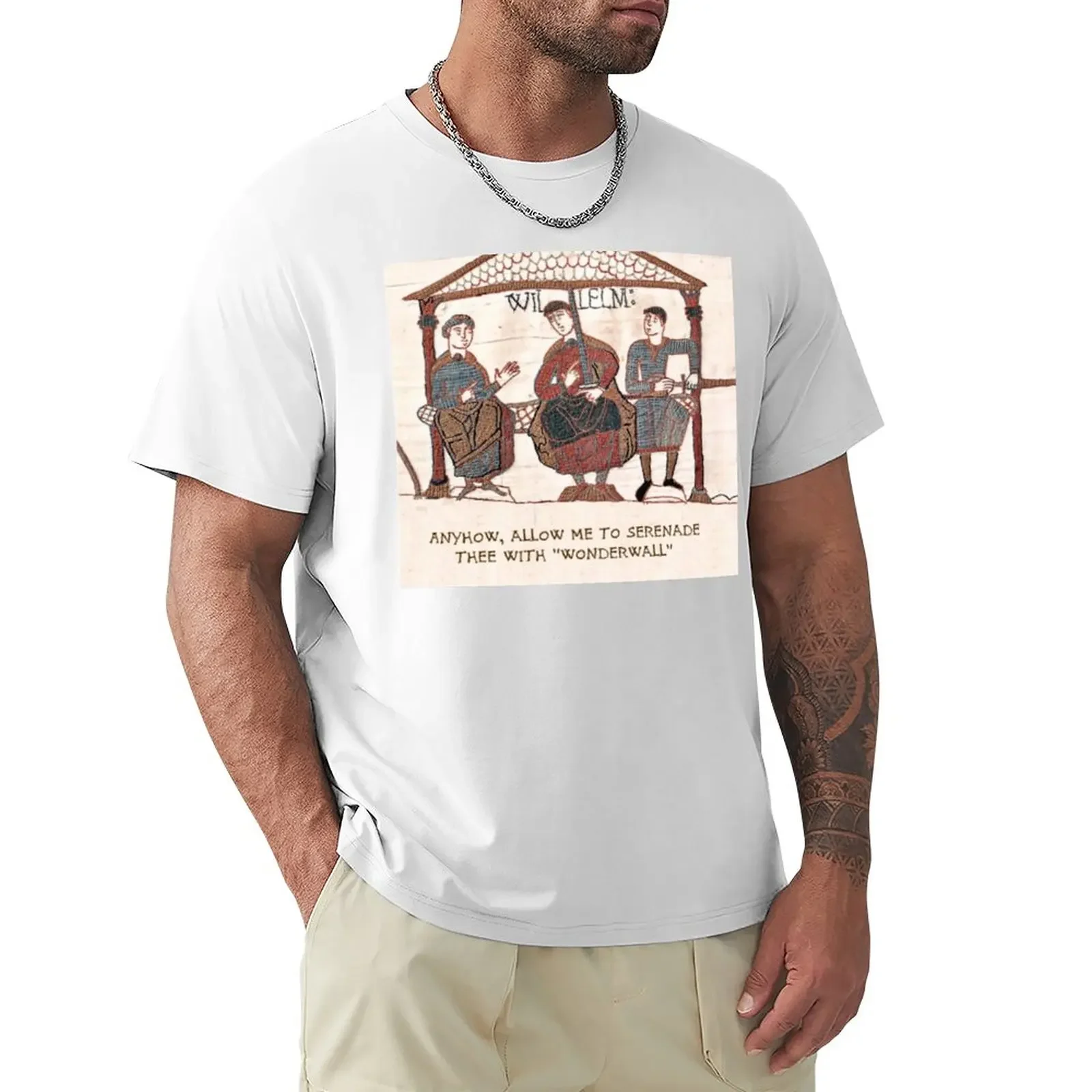 Funny Medieval meme - Anyhow Allow me to Serenade thee with Wonderwall T-Shirt sports fans workout shirts for men