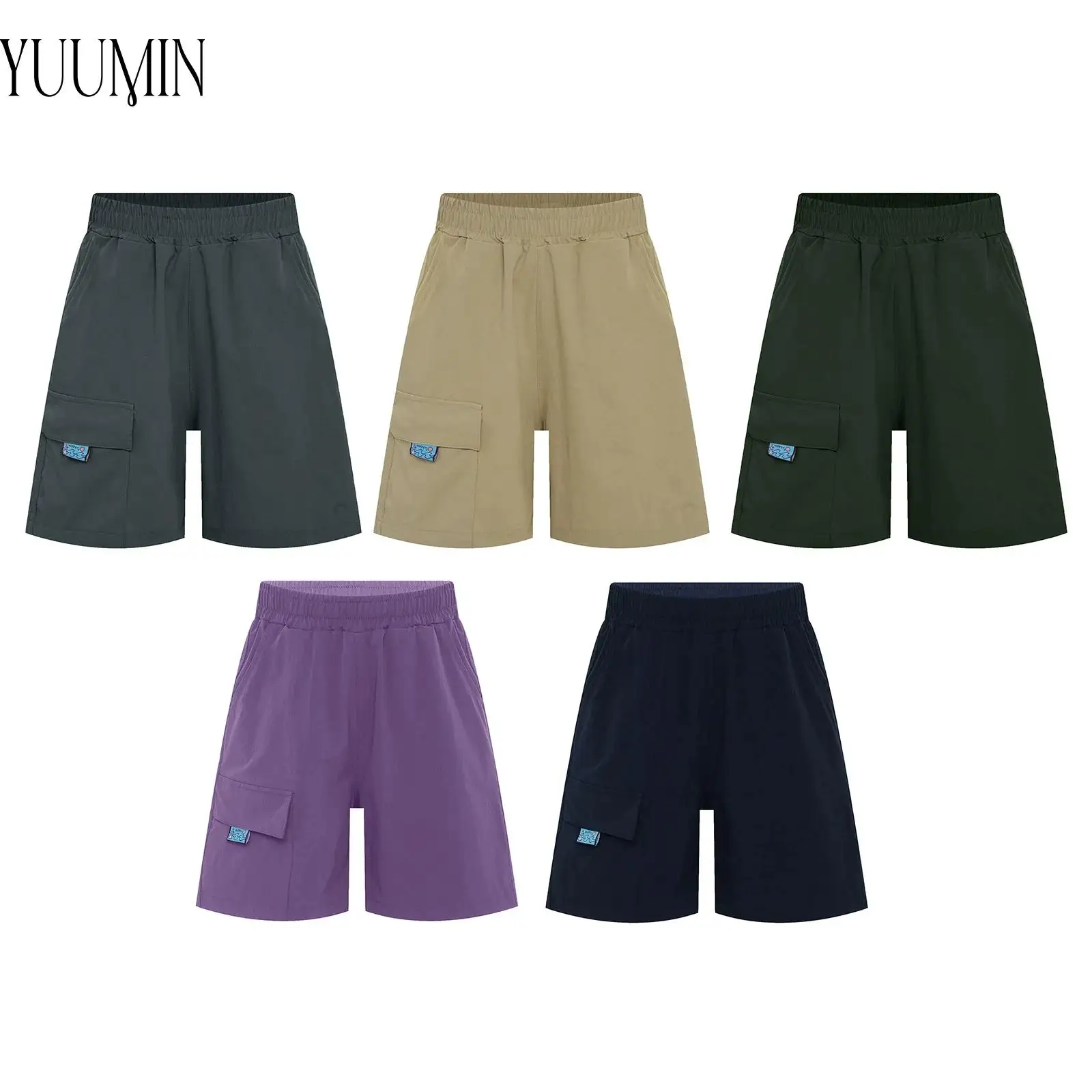 

Детские эластичные шорты для мальчиков, детские быстросохнущие шорты-карго с эластичным поясом и карманами для отдыха на свежем воздухе, пикника, скейтбординга