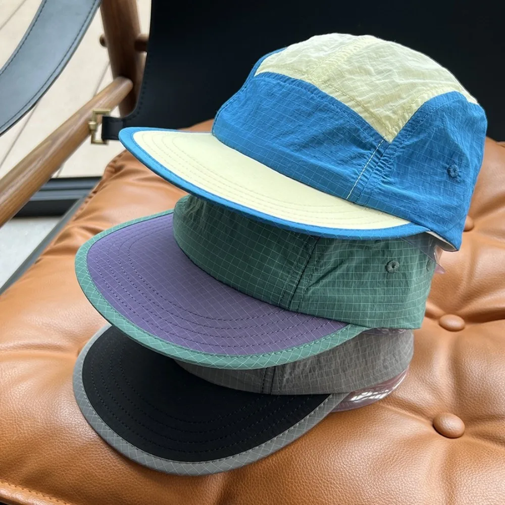 

Waterproof Japanese Style Splicing Baseball Cap 5-Panel Quick-drying Sunshade Cap Adjustable Thin Sun Visor Cap Unisex