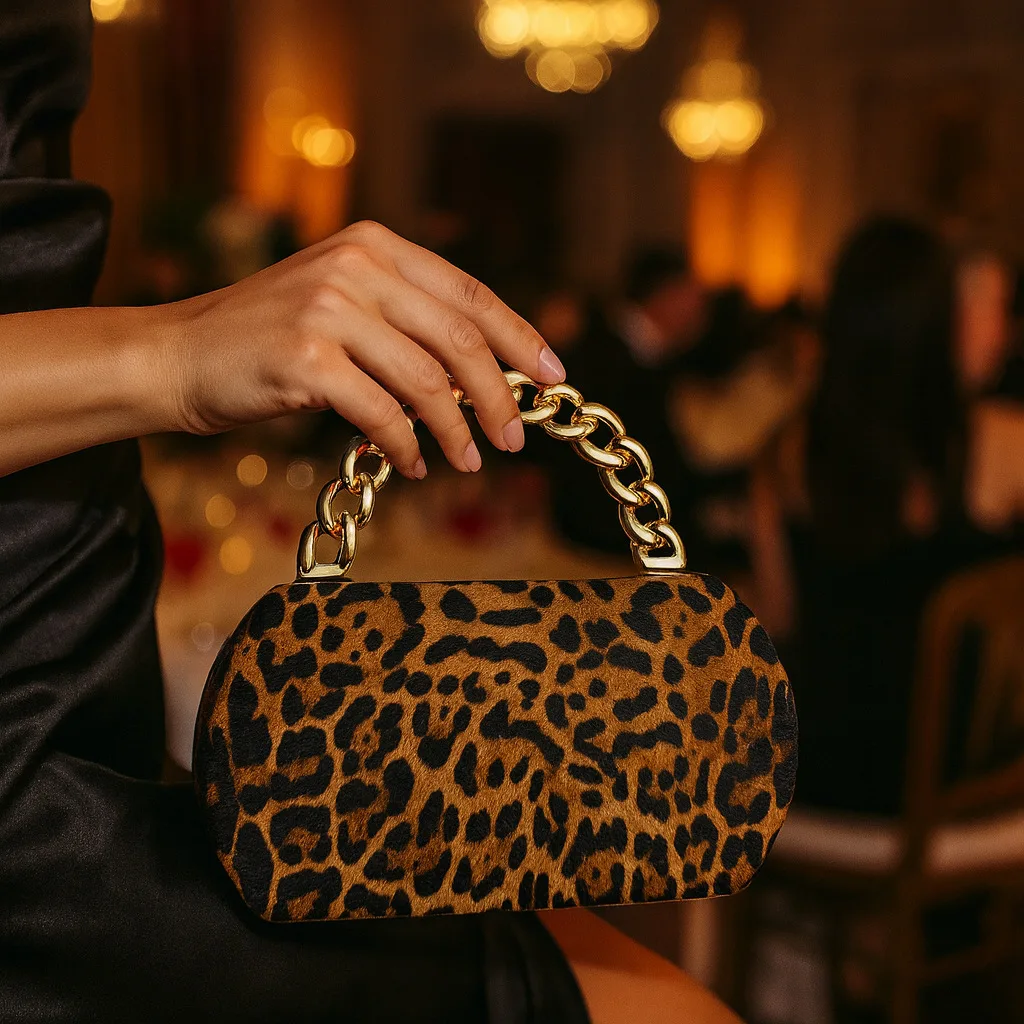 

Fashion Gold Metal Buckle Box Clutch Leopard Print Evening Bag Party Banquet CrossbodyBag Half Moon Wedding Purses Party Tote