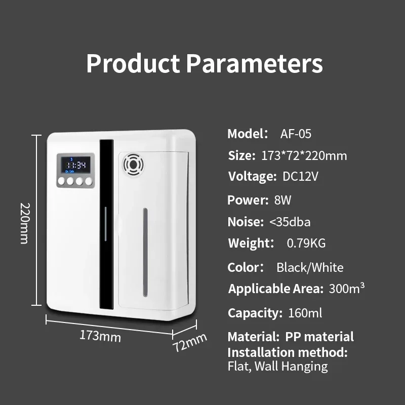 NAMSTE 300m³ Smart Essential Oil Aroma Diffuser Bluetooth Waterless Wall-mounted Aromatherapy Machine 200ml Capacity Home Hotel