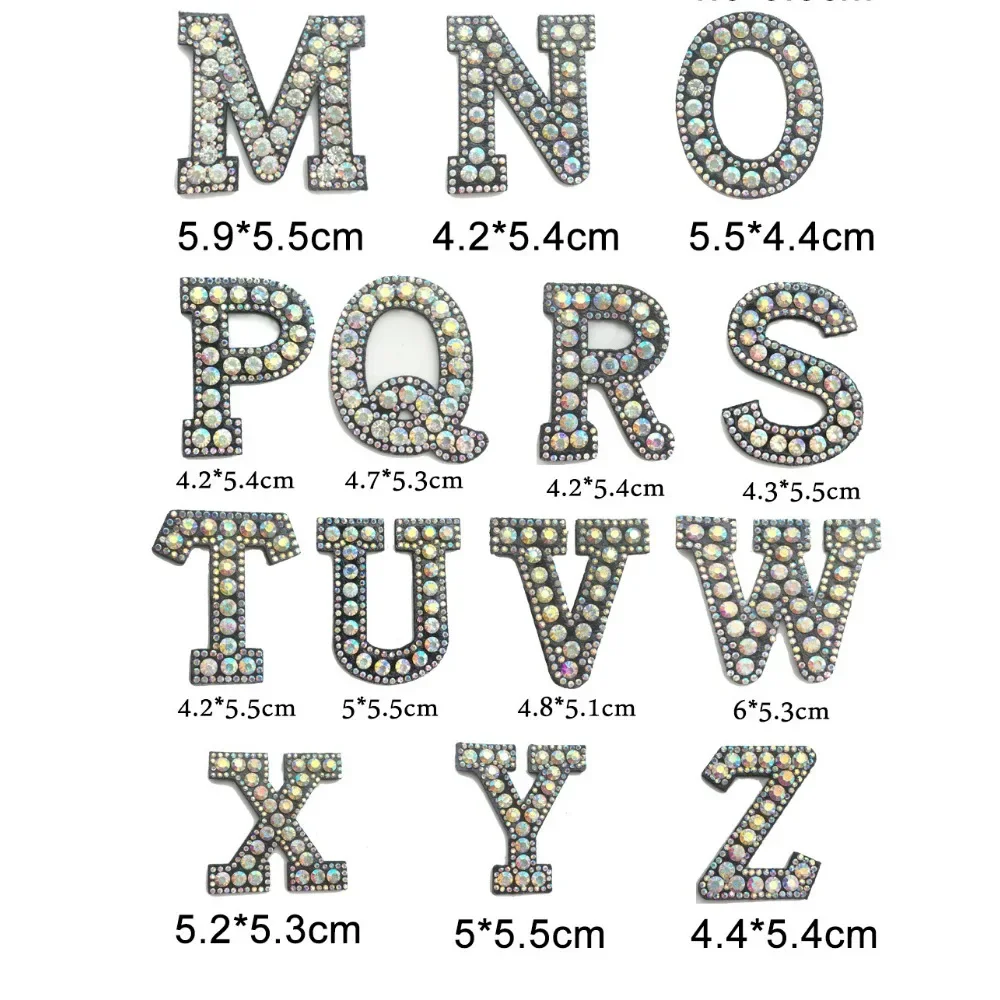 

26 English Letters Patch for Clothing Badge A-Z Rhinestone Alphabet Patches 3D Sew Iron on Applique DIY Name Backpack Stickers