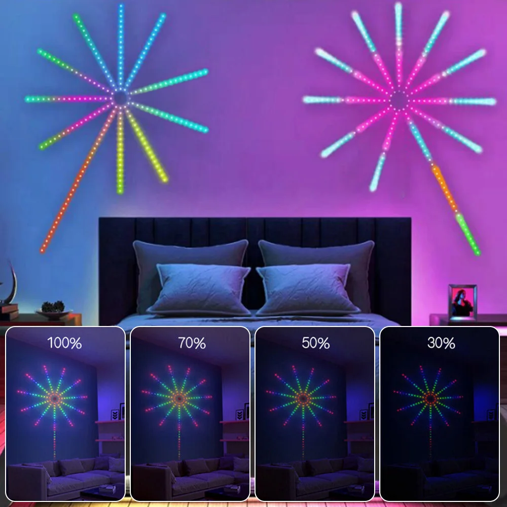 Imagem -06 - Smart Led Fireworks Lights com Controle Remoto Faça Você Mesmo Luzes Bluetooth Luzes de Férias Casa Interior Quarto Festa Bar Decor