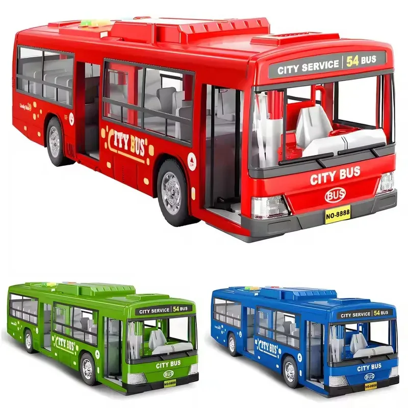 

TEMIKIDS Children Toy Simulation Bus Large Size Drop-Resistant Light Music Inertia Bus Model Pull Back Car Educational Toys Gift