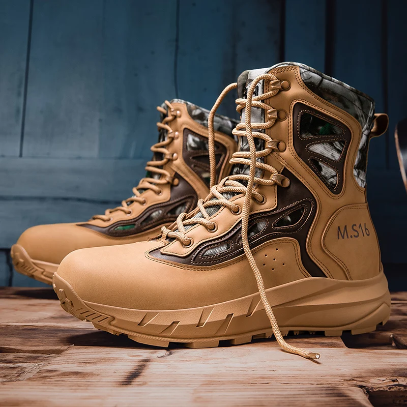 Men's Desert Men Ankle Boots Male Outdoor Hiking Shoes Tactical Boots Big Size 40-46 Work Safety Shoes Motocycle Boots New