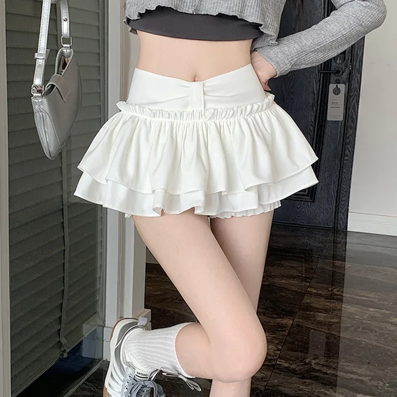 Y2k doce feminino nova mini saia coreano cintura alta retalhos chique saia feminina verão estilo preppy dobras babados senhoras vestido de baile