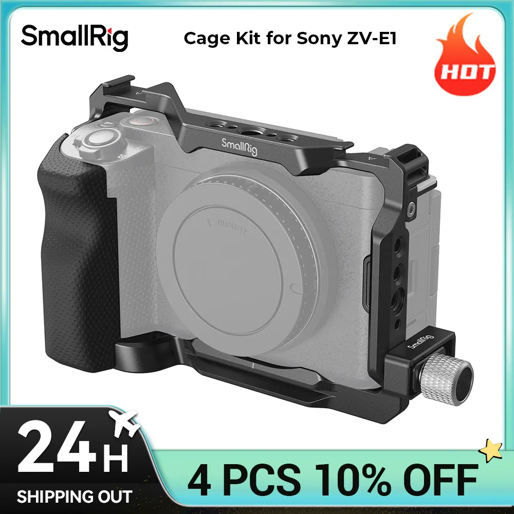 SmallRig ZV-E1 Cage Kit with Silicone Grip and Cable Clamp for HDMI, Full Camera Cage Kit for Sony ZV-E1, Built-in Quick Release